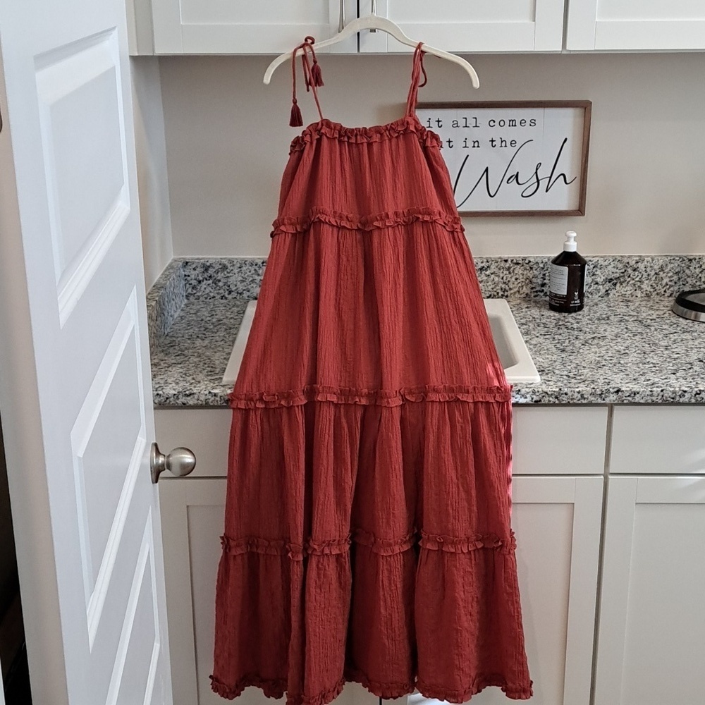 Tory Burch NWTs Ruffle Tie Shoulder Maxi - Picture 11 of 11